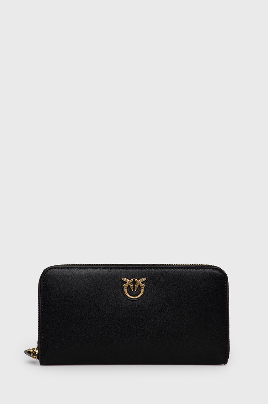 

Кожен портфейл Pinko дамски в черно, Черен