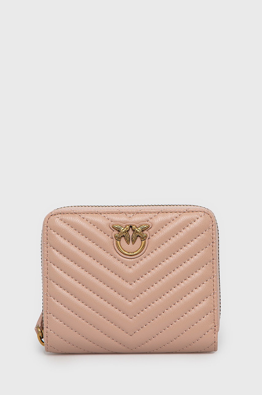 

Кожен портфейл Pinko дамски в розово, Розов