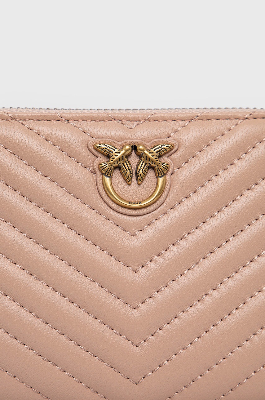 

Кожаный кошелек Pinko женский цвет розовый