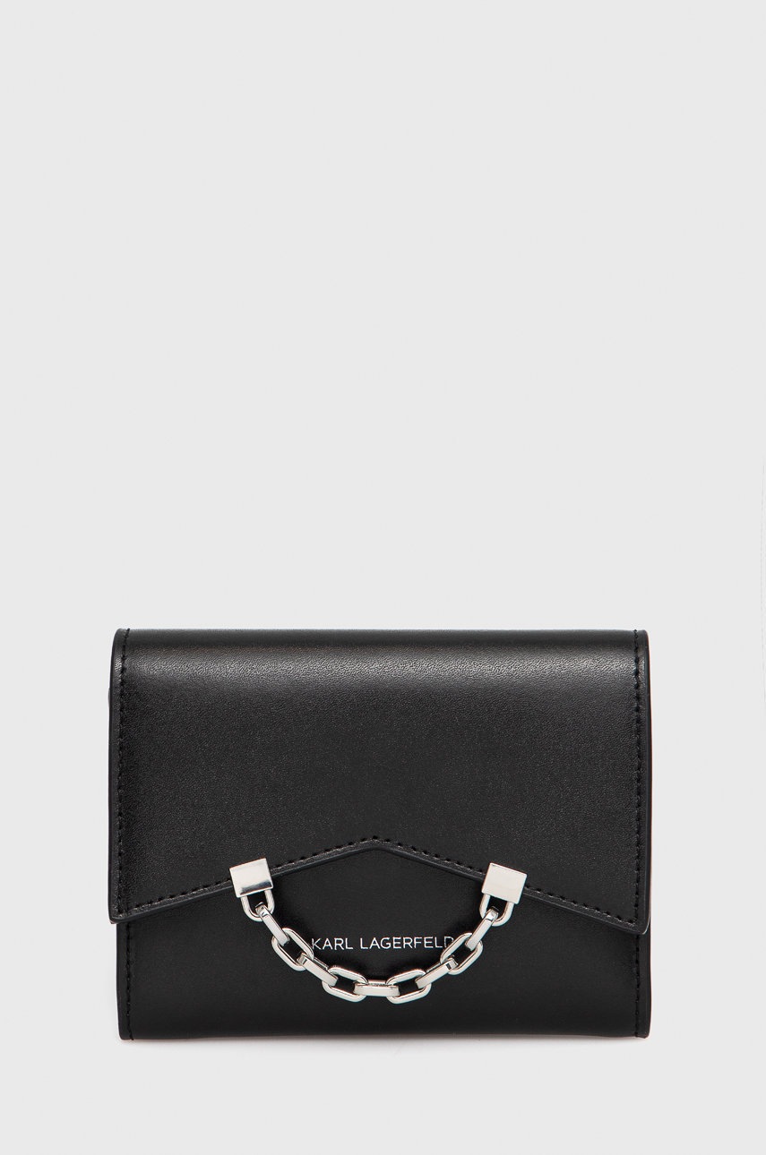 

Кожен портфейл Karl Lagerfeld дамски в черно, Черен