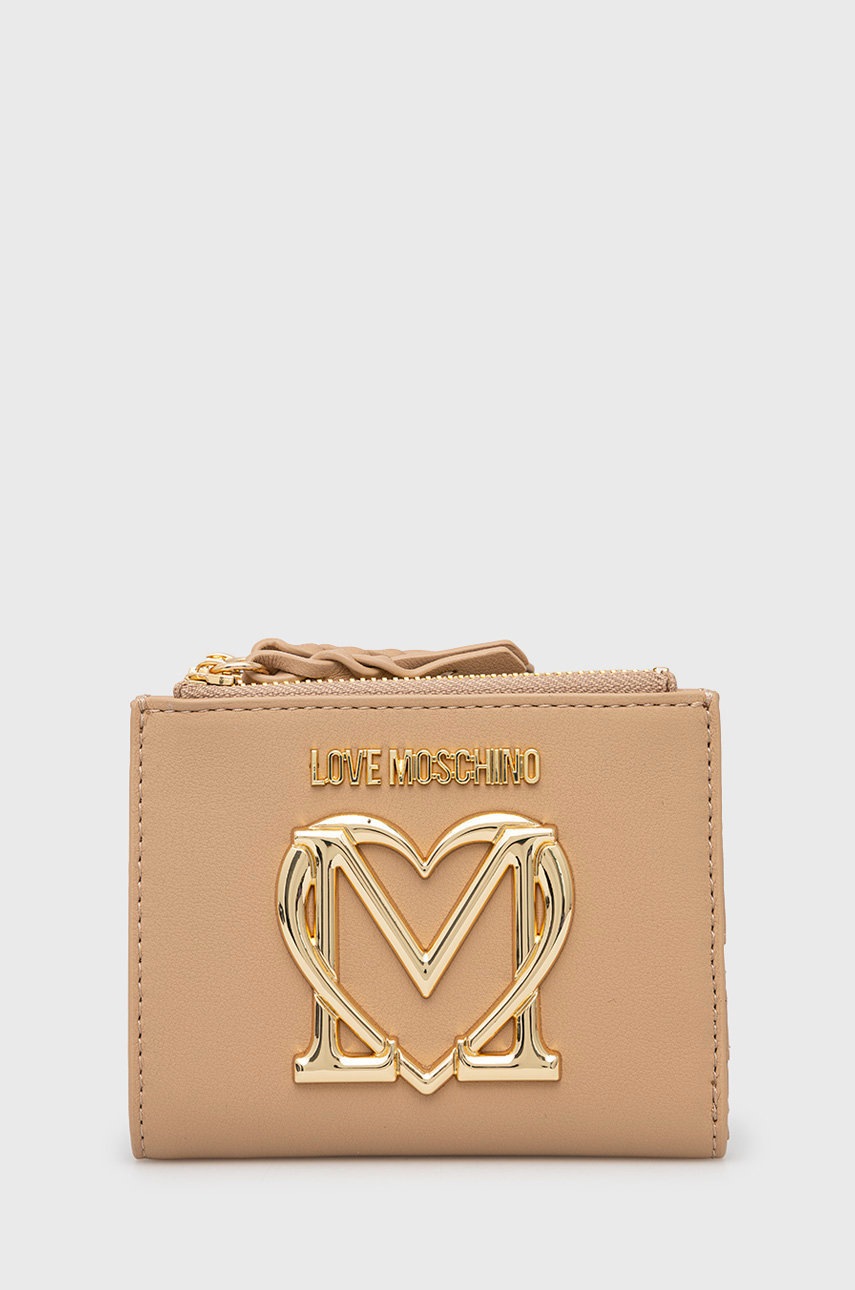 

Портфейл Love Moschino дамски в бежово, Бежов