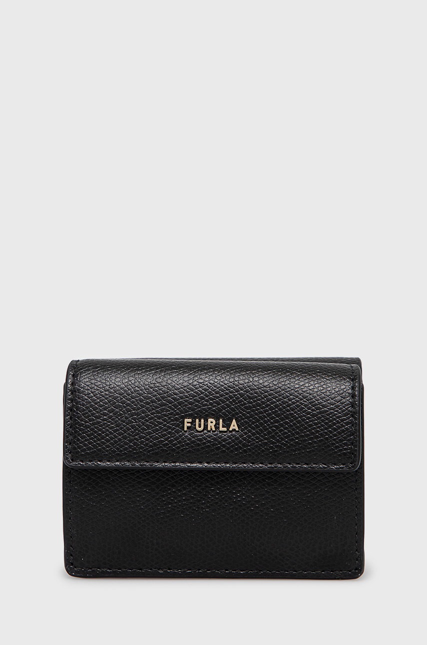 

Кожен портфейл Furla дамски в черно, Черен