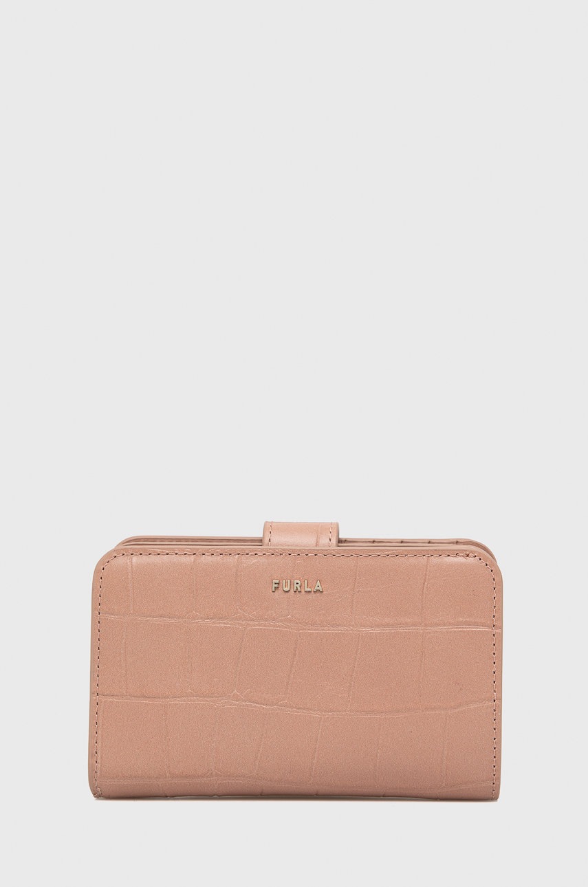 

Кожен портфейл Furla дамски в бежово, Бежов