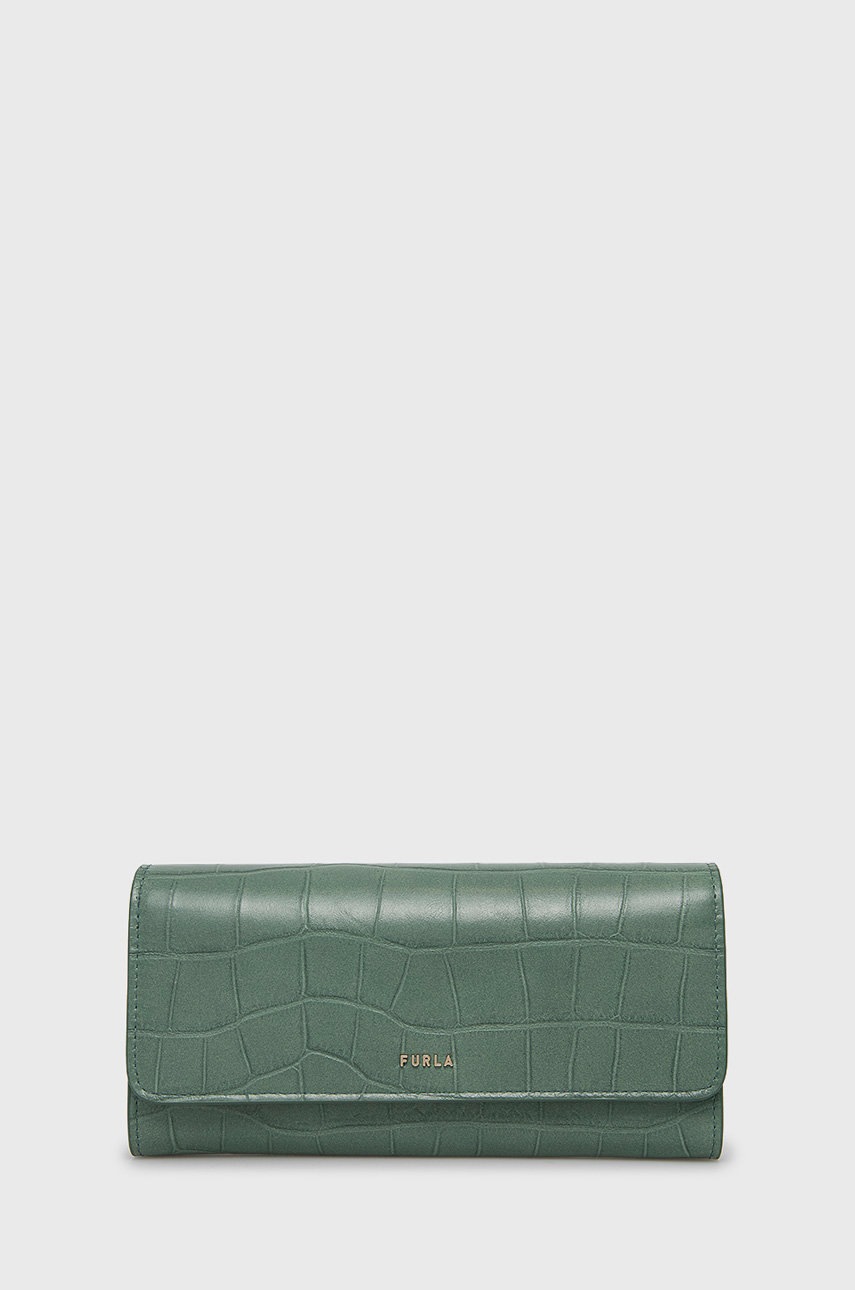 

Кожен портфейл Furla дамски в зелено, Зелен