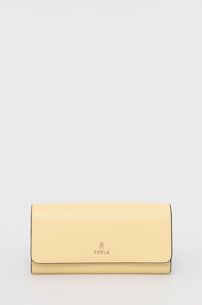 Kožená peňaženka Furla dámska, žltá farba