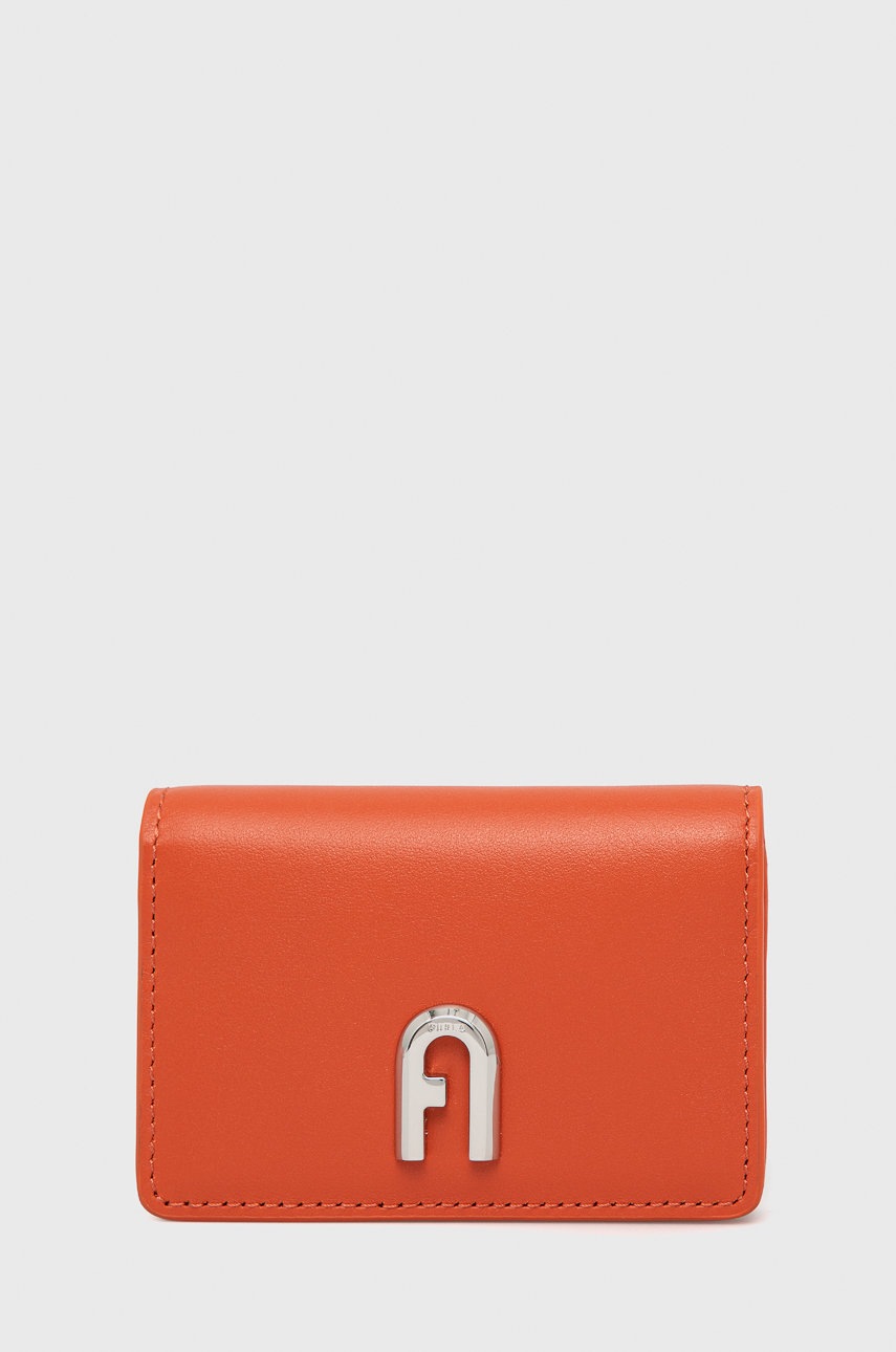 

Кожен портфейл Furla дамски в оранжево, Оранжев