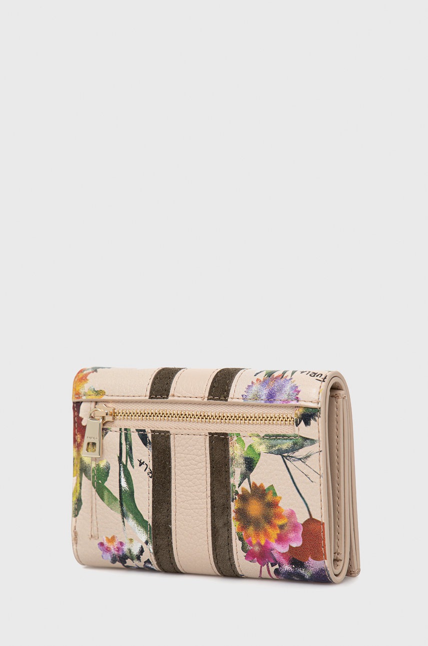 

Кожаный кошелек Furla женский цвет бежевый
