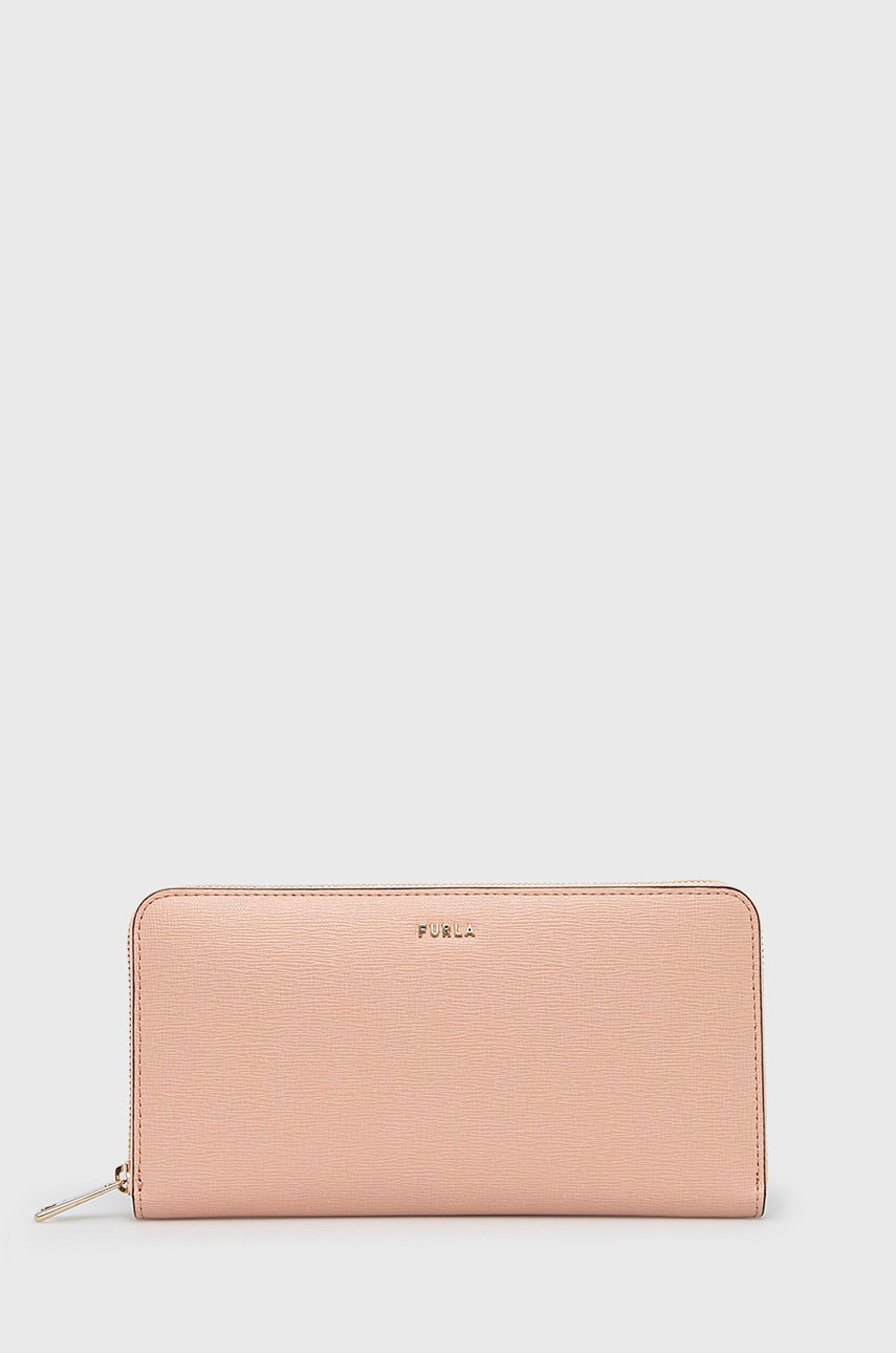 

Кожен портфейл Furla дамски в розово, Розов
