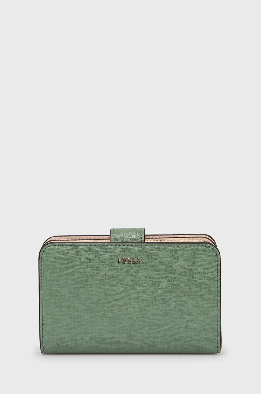 

Кожен портфейл Furla дамски в зелено, Зелен