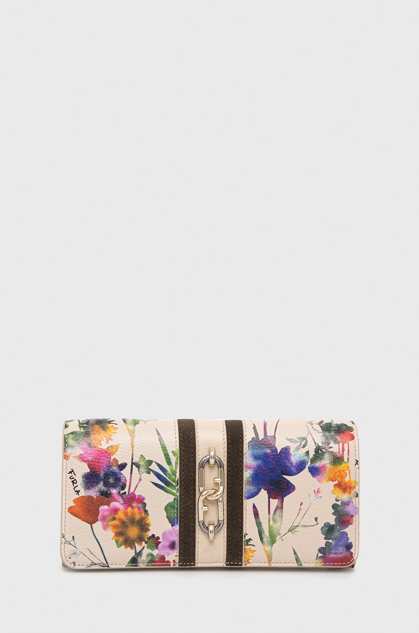 

Кожен портфейл Furla дамски в бежово, Бежов