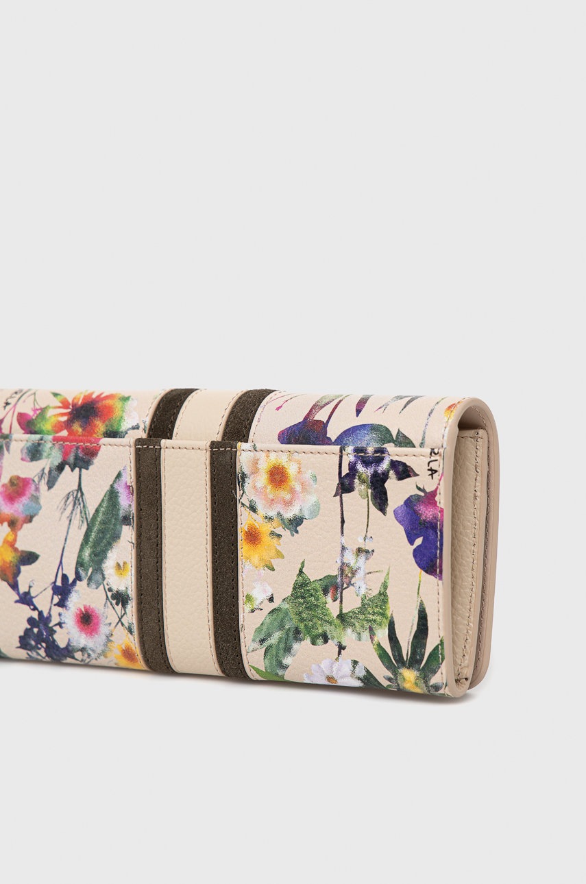 

Кожаный кошелек Furla женский цвет бежевый