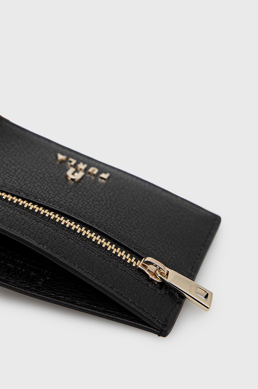 

Шкіряний чохол на банківські карти Furla жіночий колір чорний
