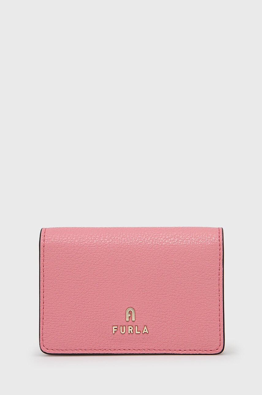

Кожен портфейл Furla дамски в розово, Розов