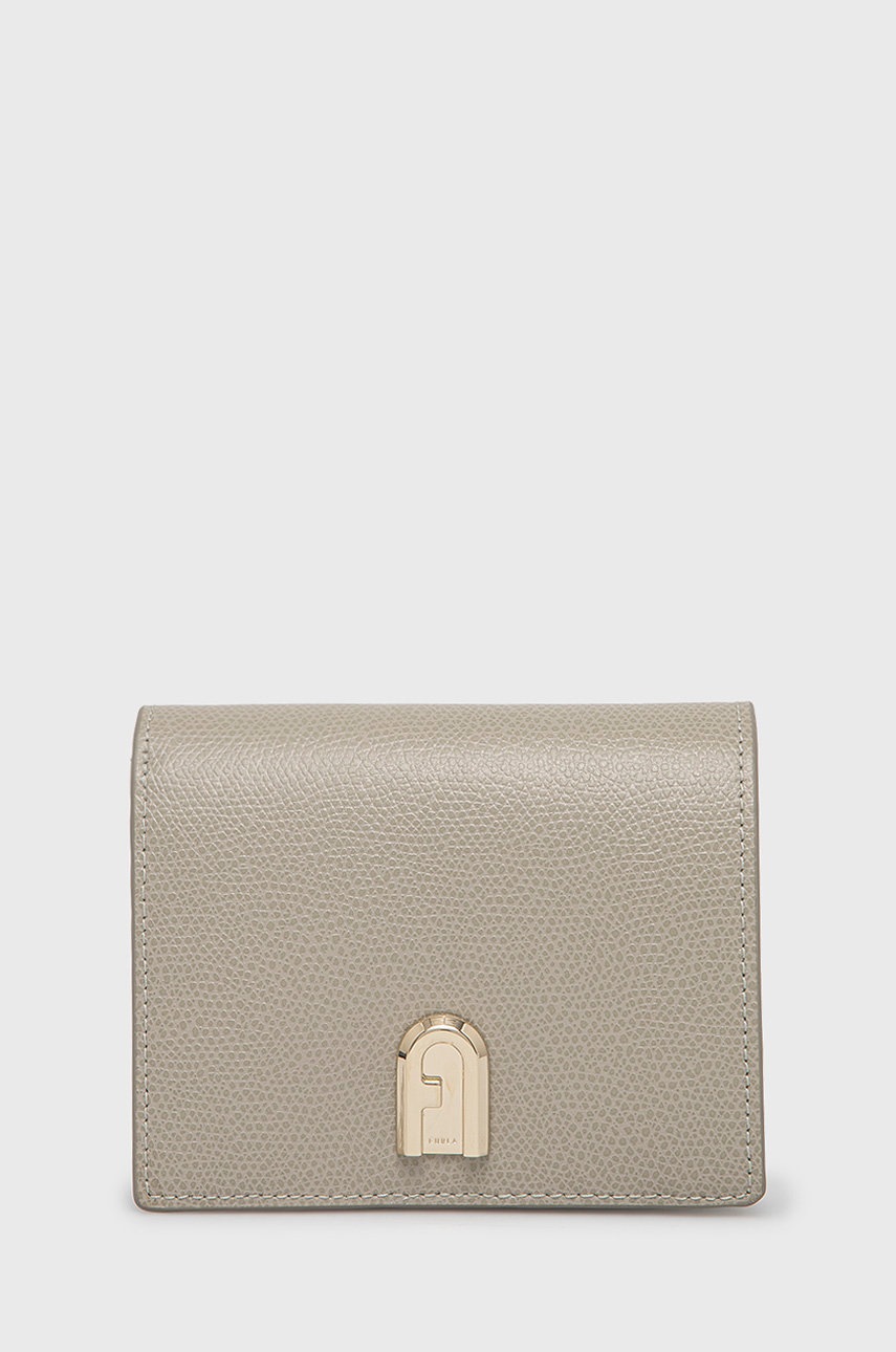 

Кожен портфейл Furla дамски в сиво, Сив