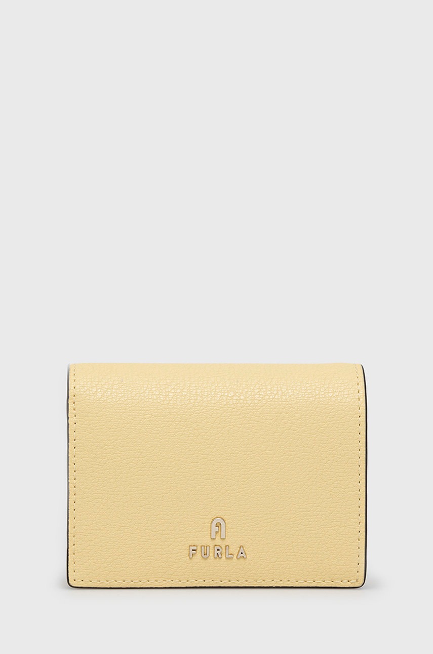 

Кожен портфейл Furla дамски в жълто, Жълт