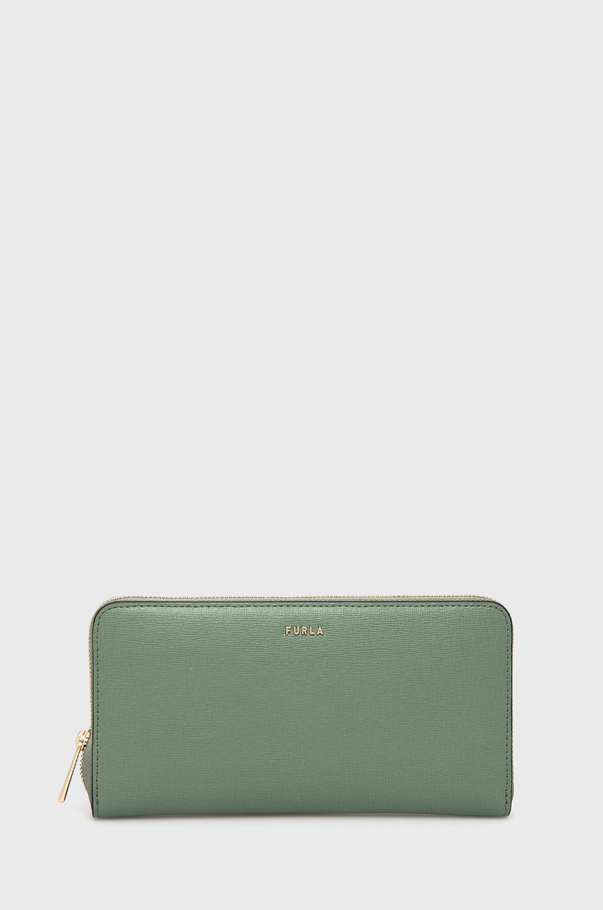 

Кожен портфейл Furla дамски в зелено, Зелен