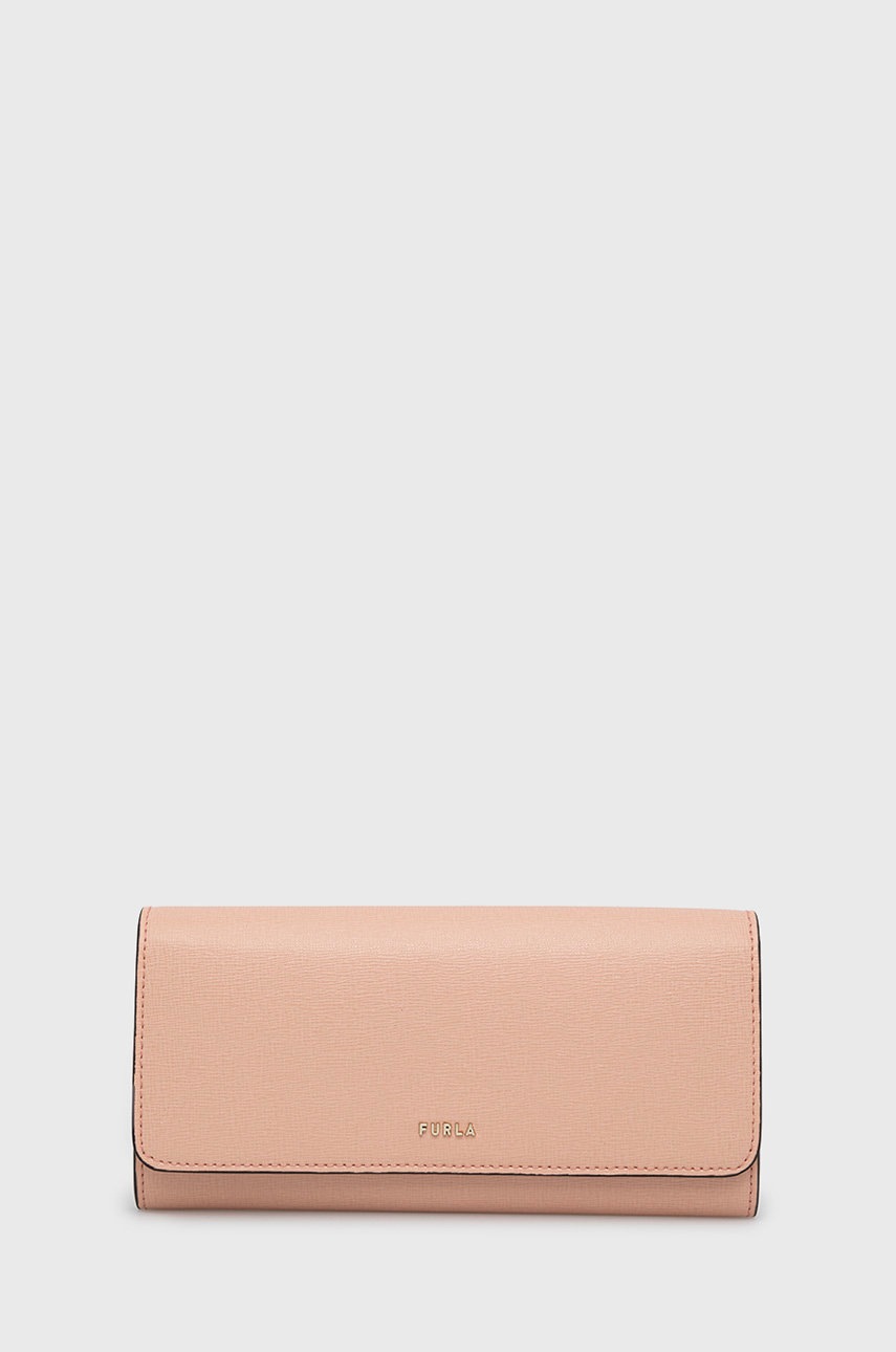 

Кожен портфейл Furla дамски в розово, Розов