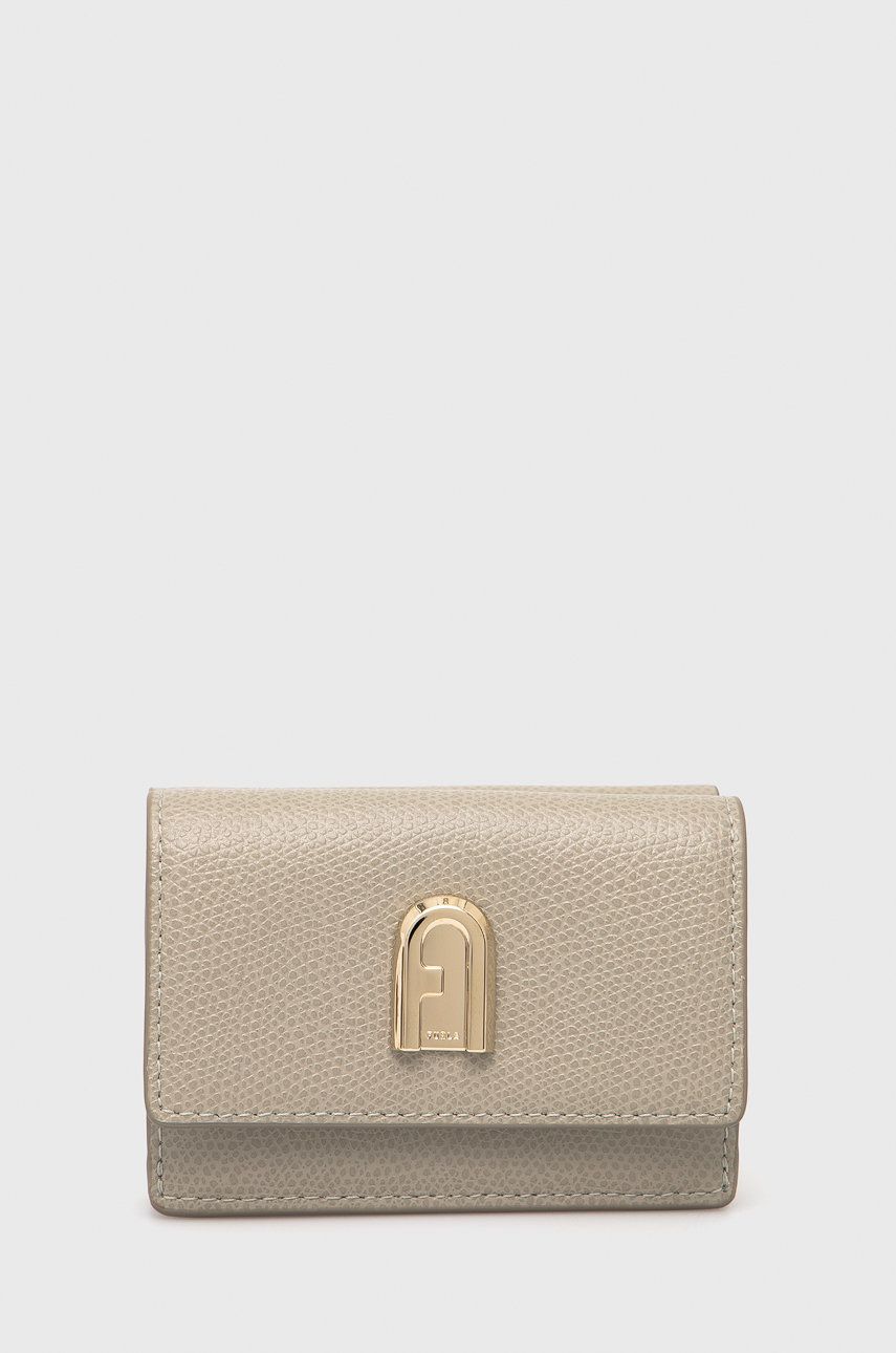Kožená peňaženka Furla dámska, šedá farba