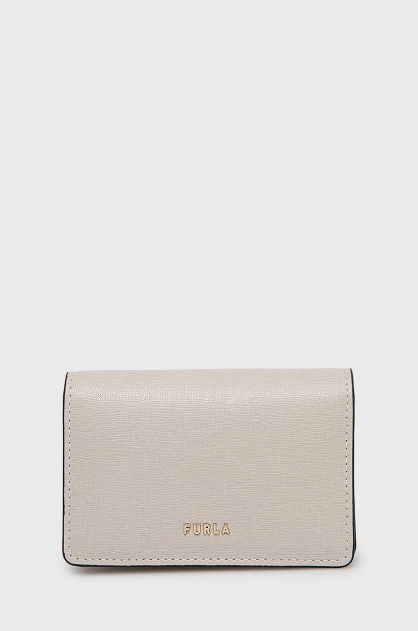 

Кожен портфейл Furla дамски в сиво, Сив