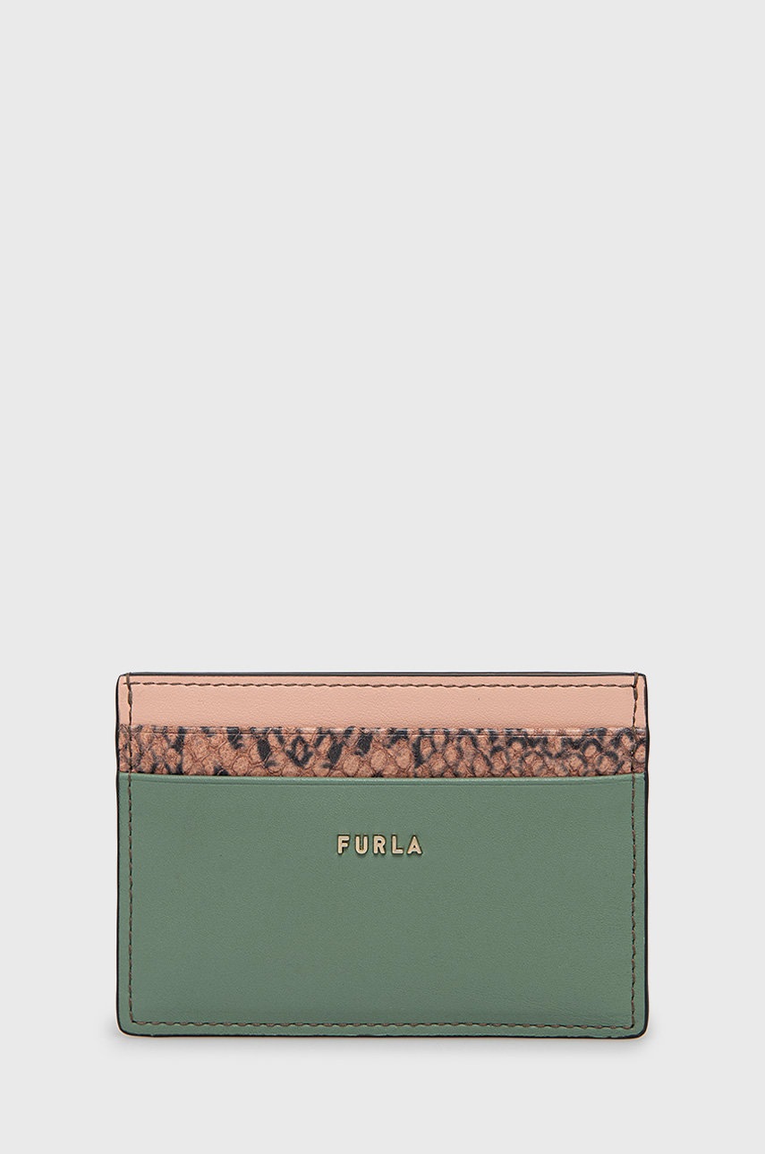 

Кожен калъф за карти Furla дамски в зелено, Зелен
