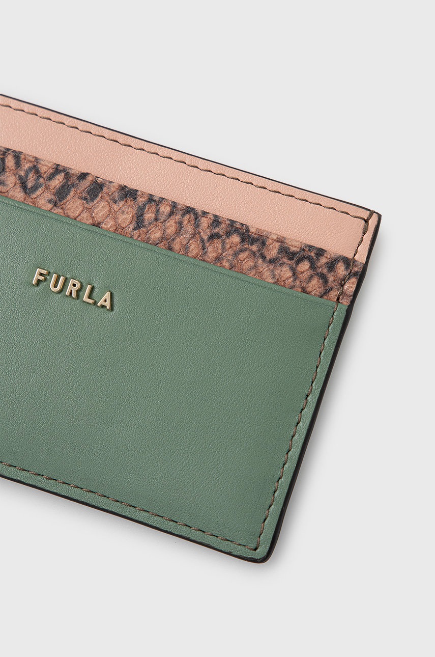 

Шкіряний чохол на банківські карти Furla жіночий колір зелений