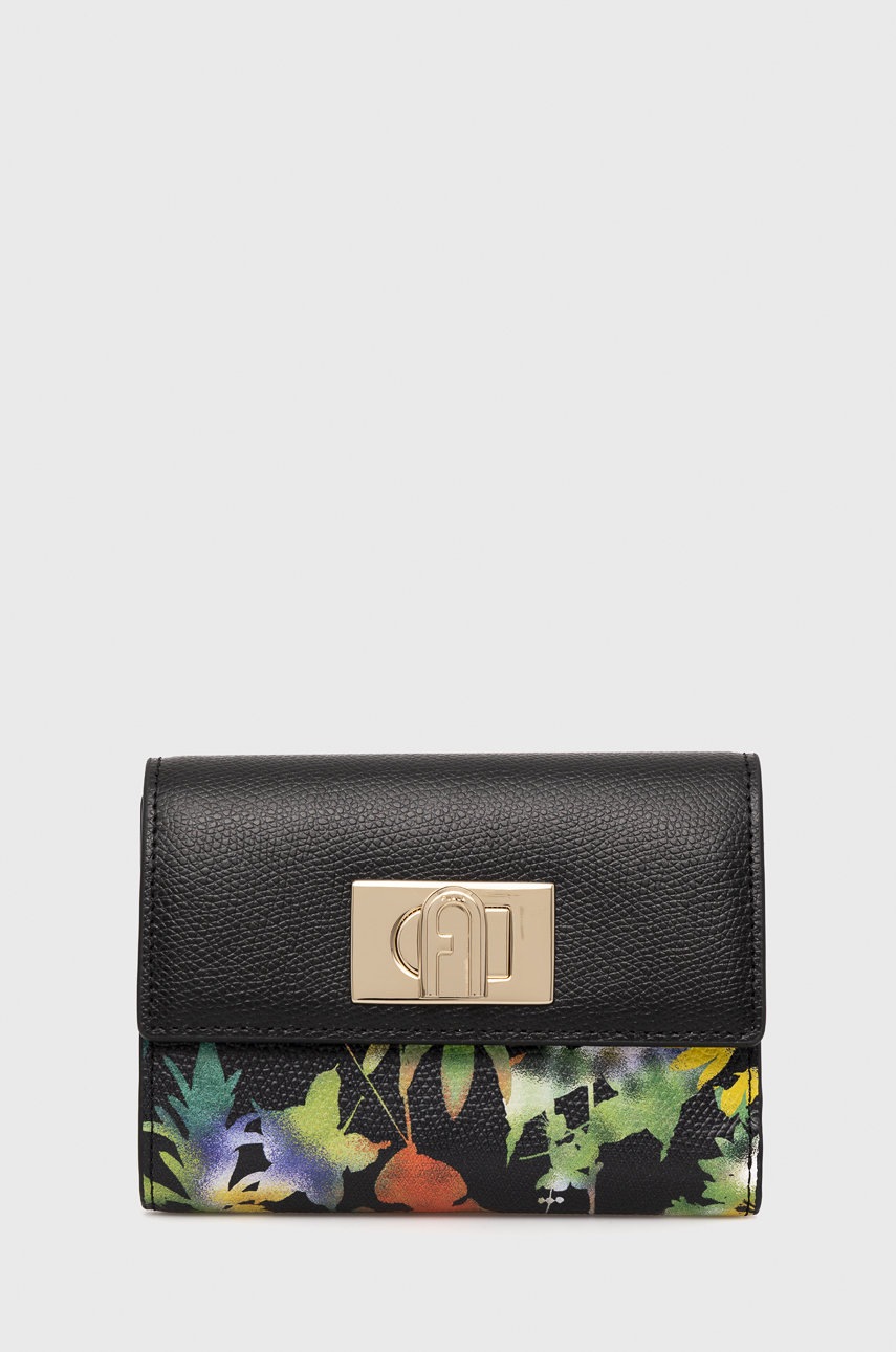 

Кожен портфейл Furla дамски в черно, Черен