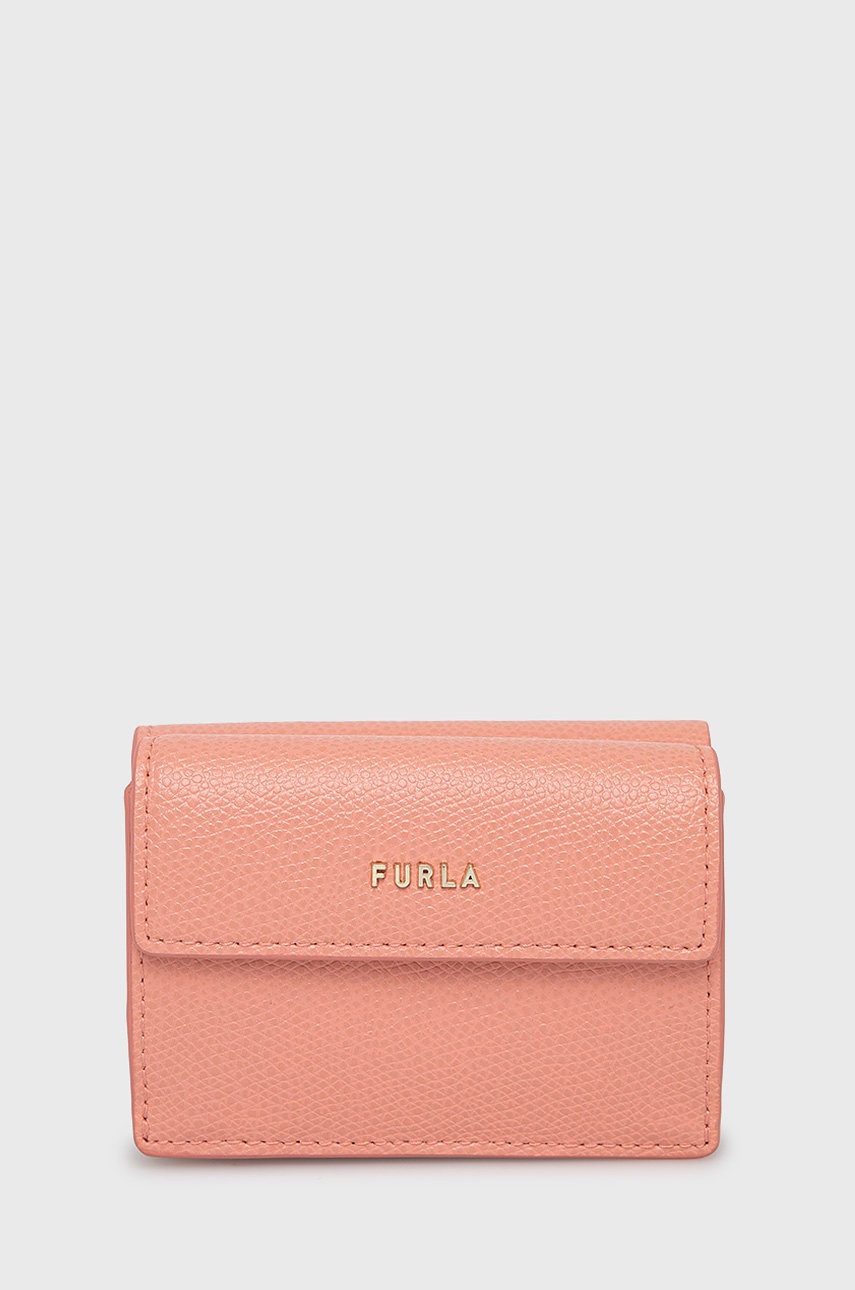 

Кожен портфейл Furla дамски в розово, Розов