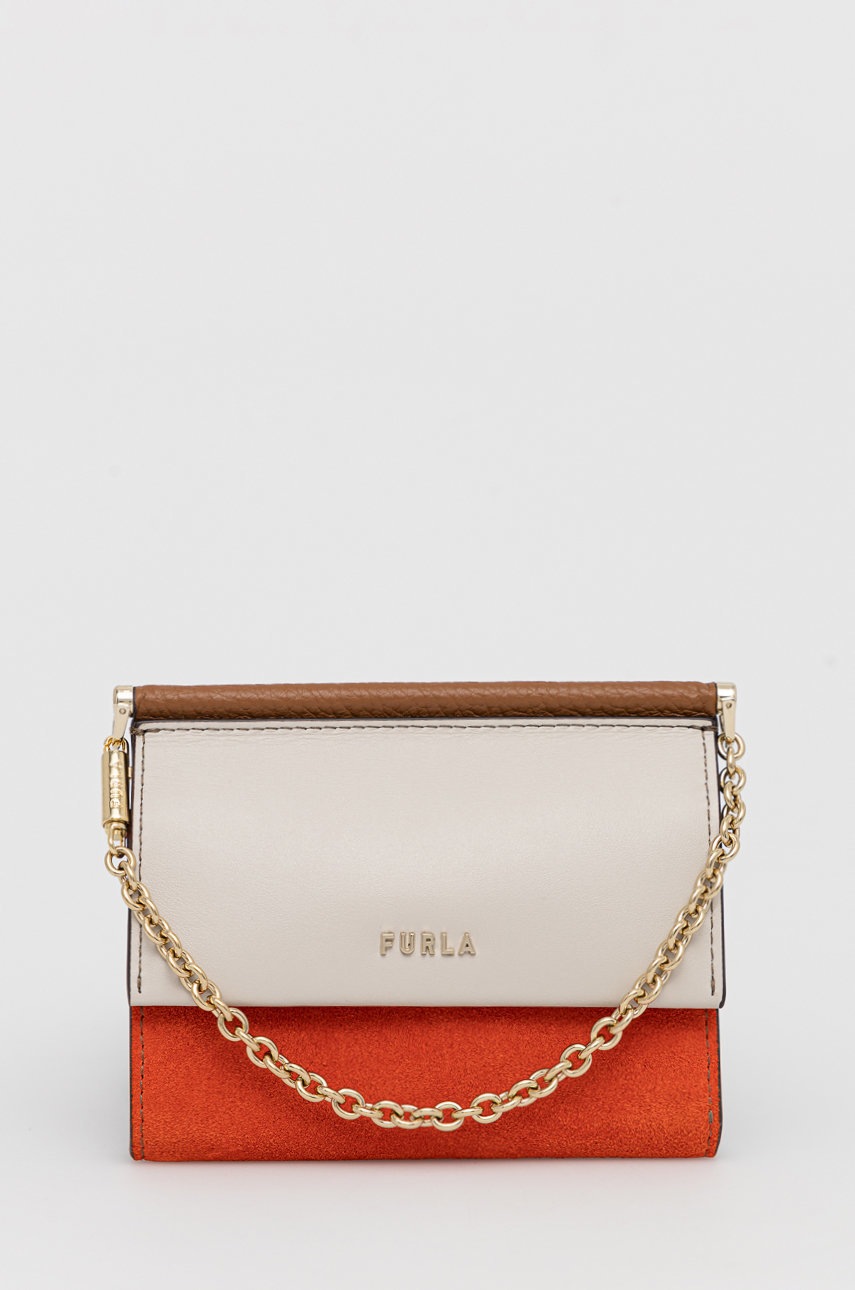 

Кожен портфейл Furla дамски в сиво, Сив
