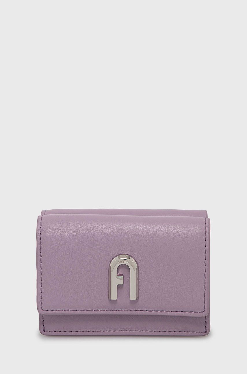 Kožená peňaženka Furla dámska, fialová farba