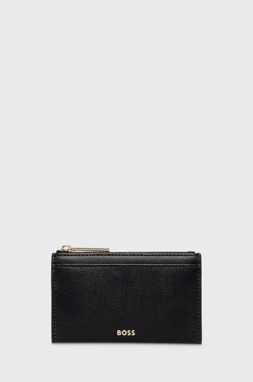 

Кожен портфейл BOSS дамски в черно, Черен