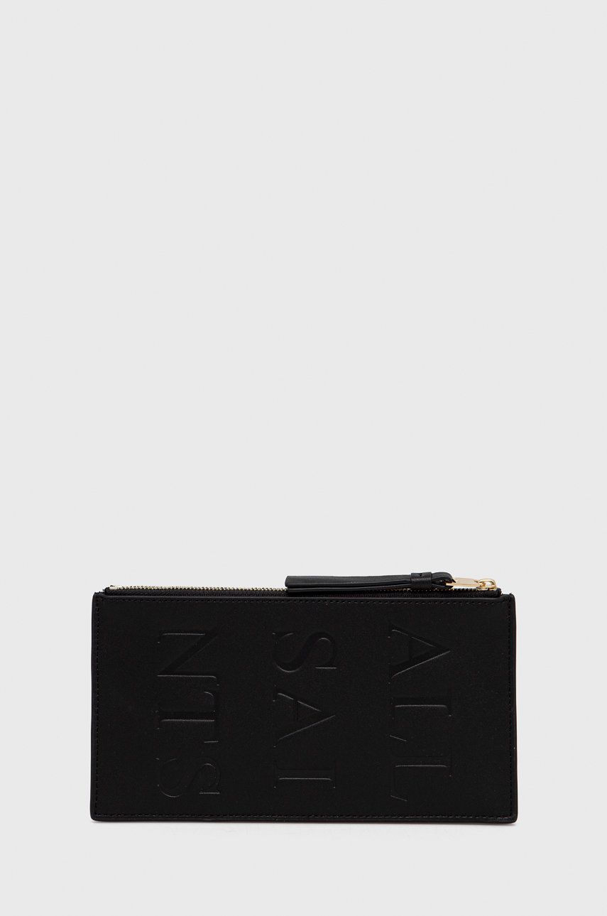 AllSaints portofel de piele femei, culoarea negru AllSaints