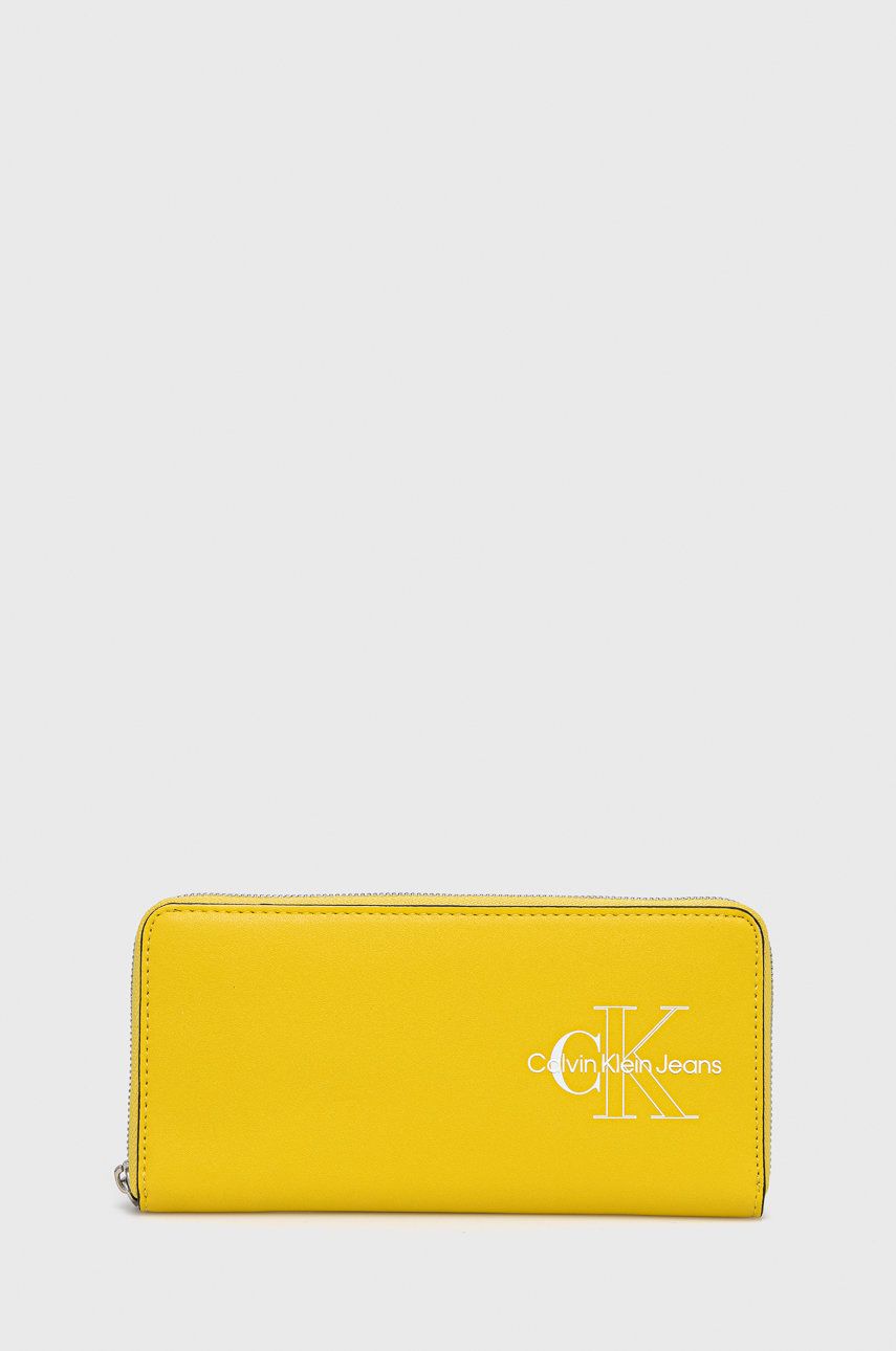 Calvin Klein Jeans portfel damski kolor żółty
