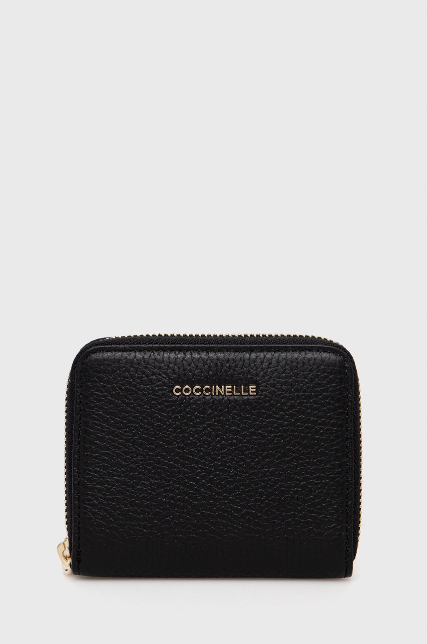 Coccinelle portofel de piele femei, culoarea negru