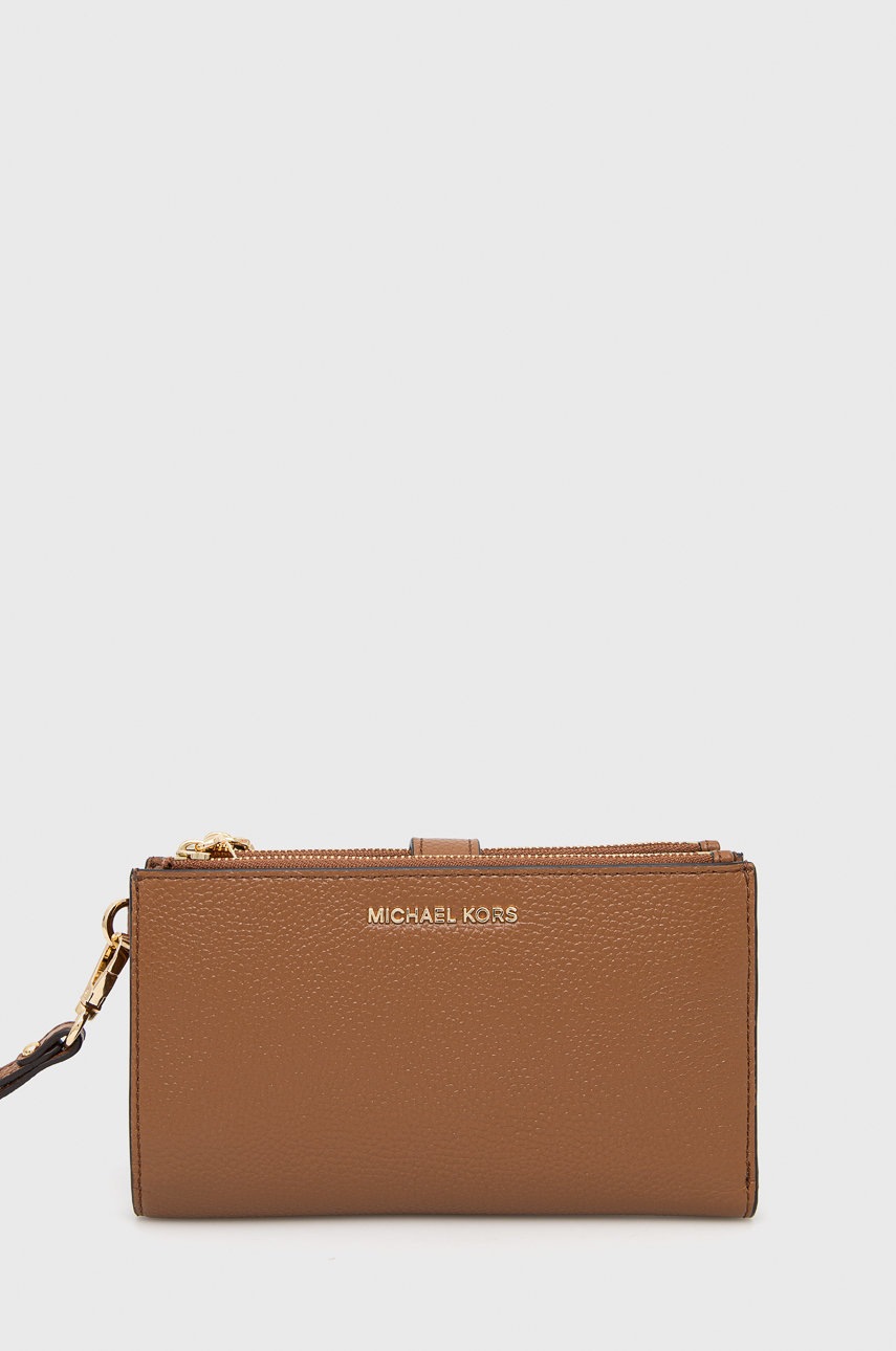 

Кожен портфейл MICHAEL Michael Kors дамски в кафяво, Кафяв