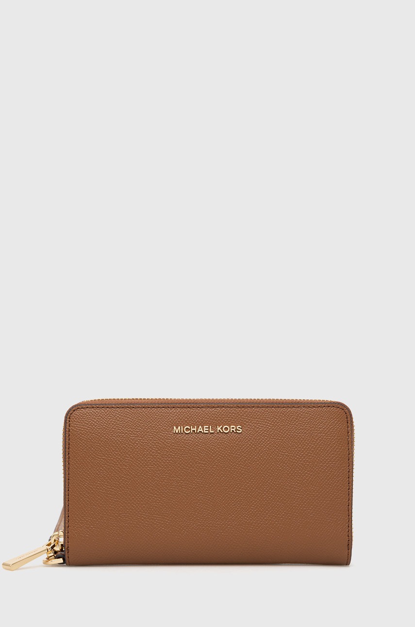 

Кожен портфейл MICHAEL Michael Kors дамски в кафяво, Кафяв