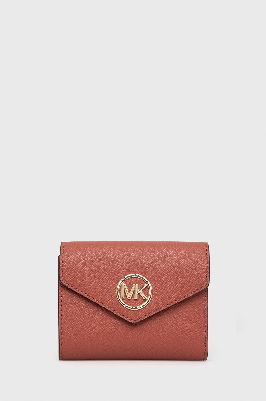 

Кожен портфейл MICHAEL Michael Kors дамски в кафяво, Розов