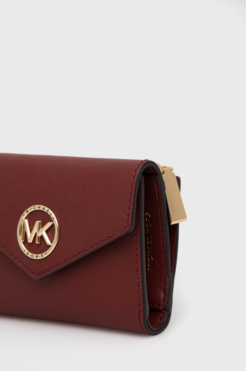

Шкіряний гаманець MICHAEL Michael Kors жіночий колір бежевий