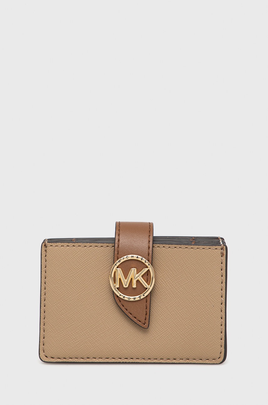 

Кожен калъф за карти MICHAEL Michael Kors дамски в бежово, Бежов