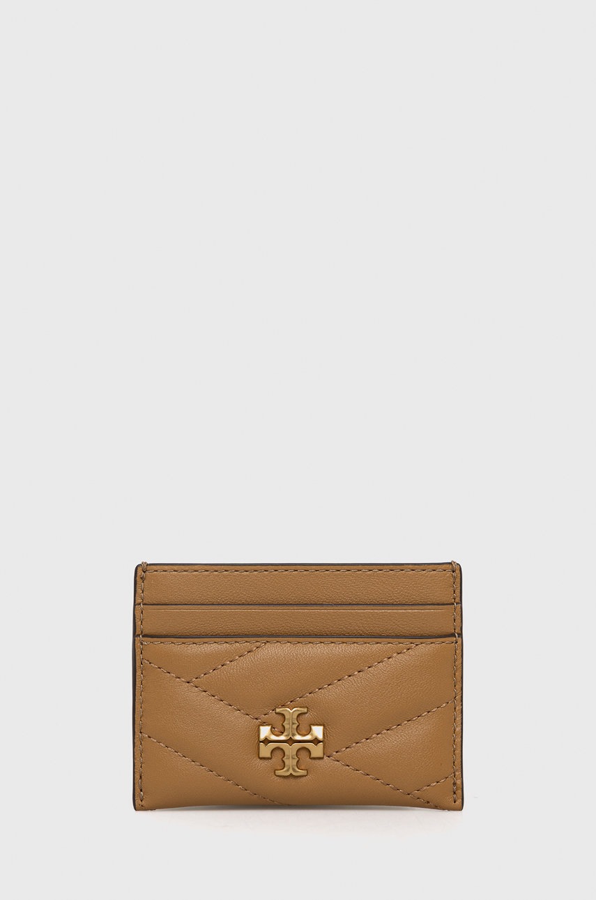 

Кожен калъф за карти Tory Burch дамски в бежово, Бежов