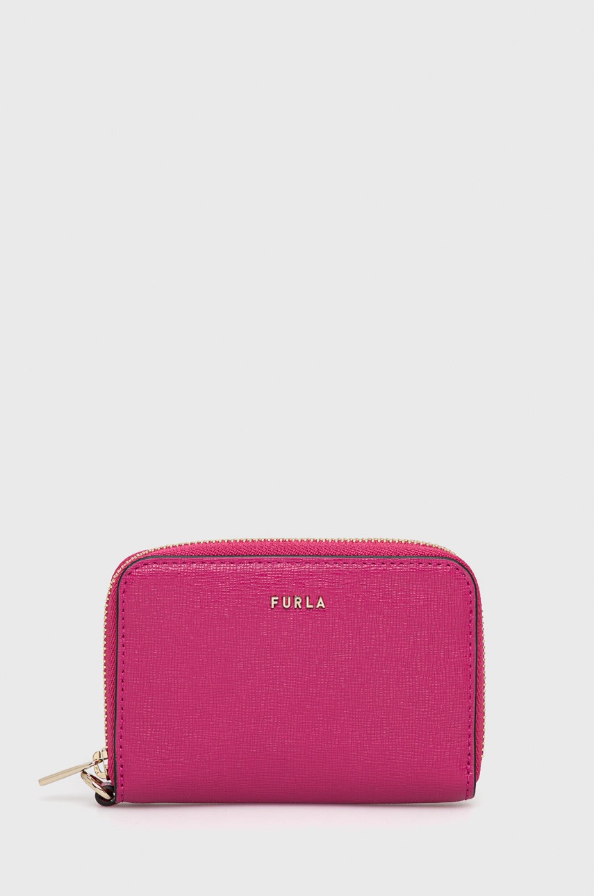 

Кожен портфейл Furla дамски в розово, Розов