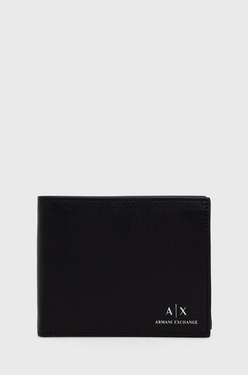 Armani Exchange portofel de piele barbati, culoarea negru answear.ro