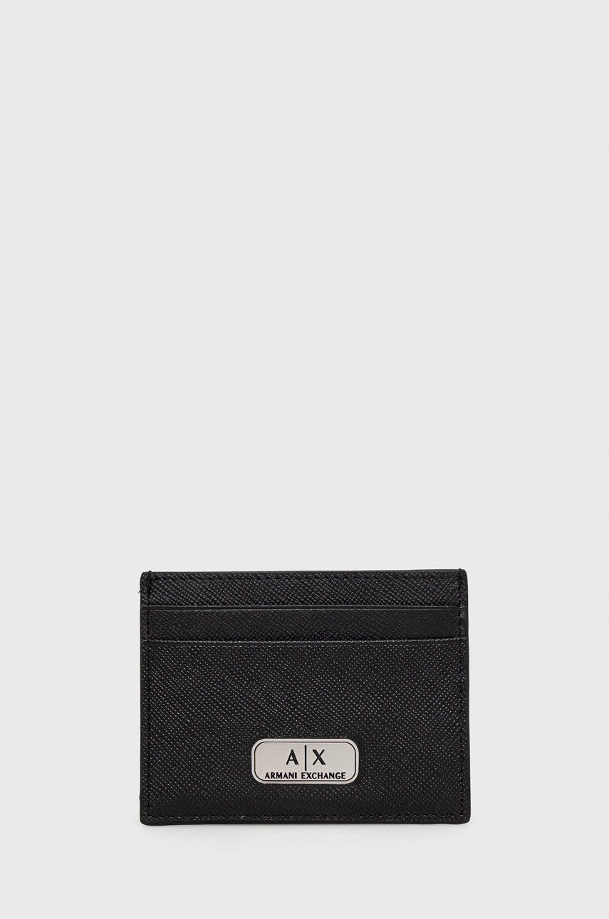 Armani Exchange carcasa din piele barbati, culoarea negru Accesorii imagine 2022