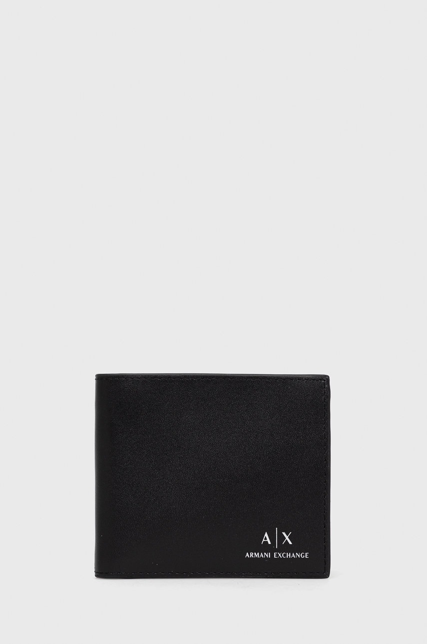 

Кожаный кошелек Armani Exchange мужской цвет чёрный