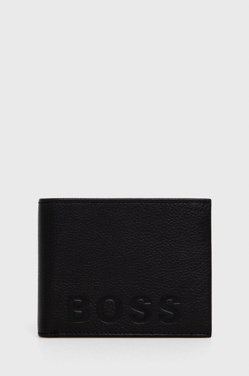 

Кожен портфейл Boss мъжки в черно, Черен