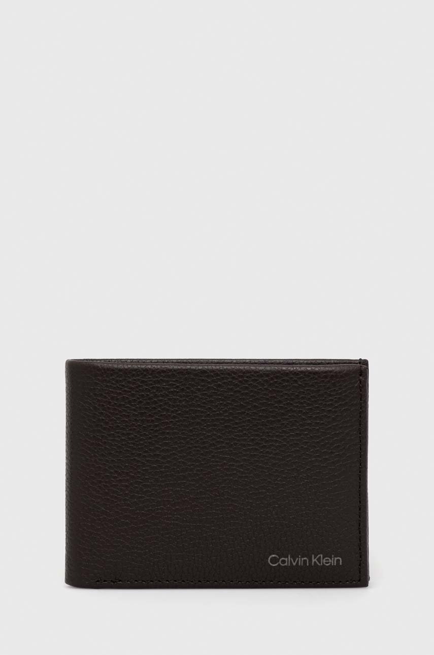 

Кожен портфейл Calvin Klein мъжки в кафяво, Кафяв