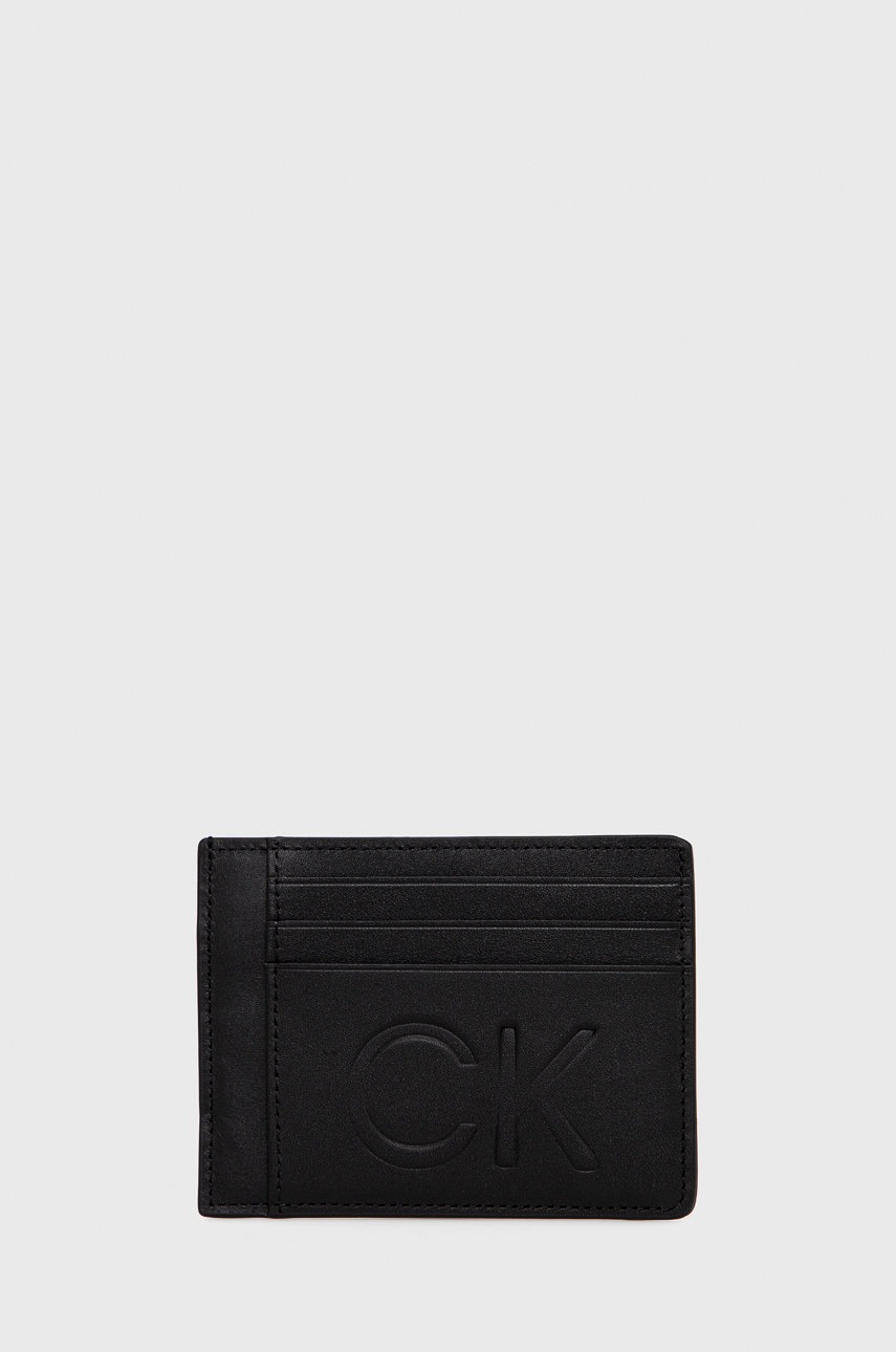 

Кожен портфейл Calvin Klein мъжки в черно, Черен