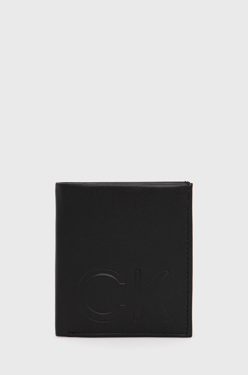 

Кожен портфейл Calvin Klein мъжки в черно, Черен