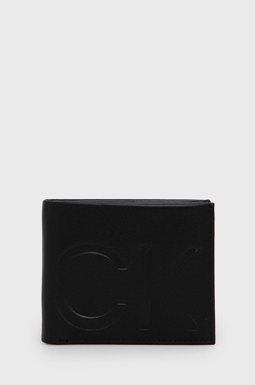 

Кожен портфейл Calvin Klein мъжки в черно, Черен