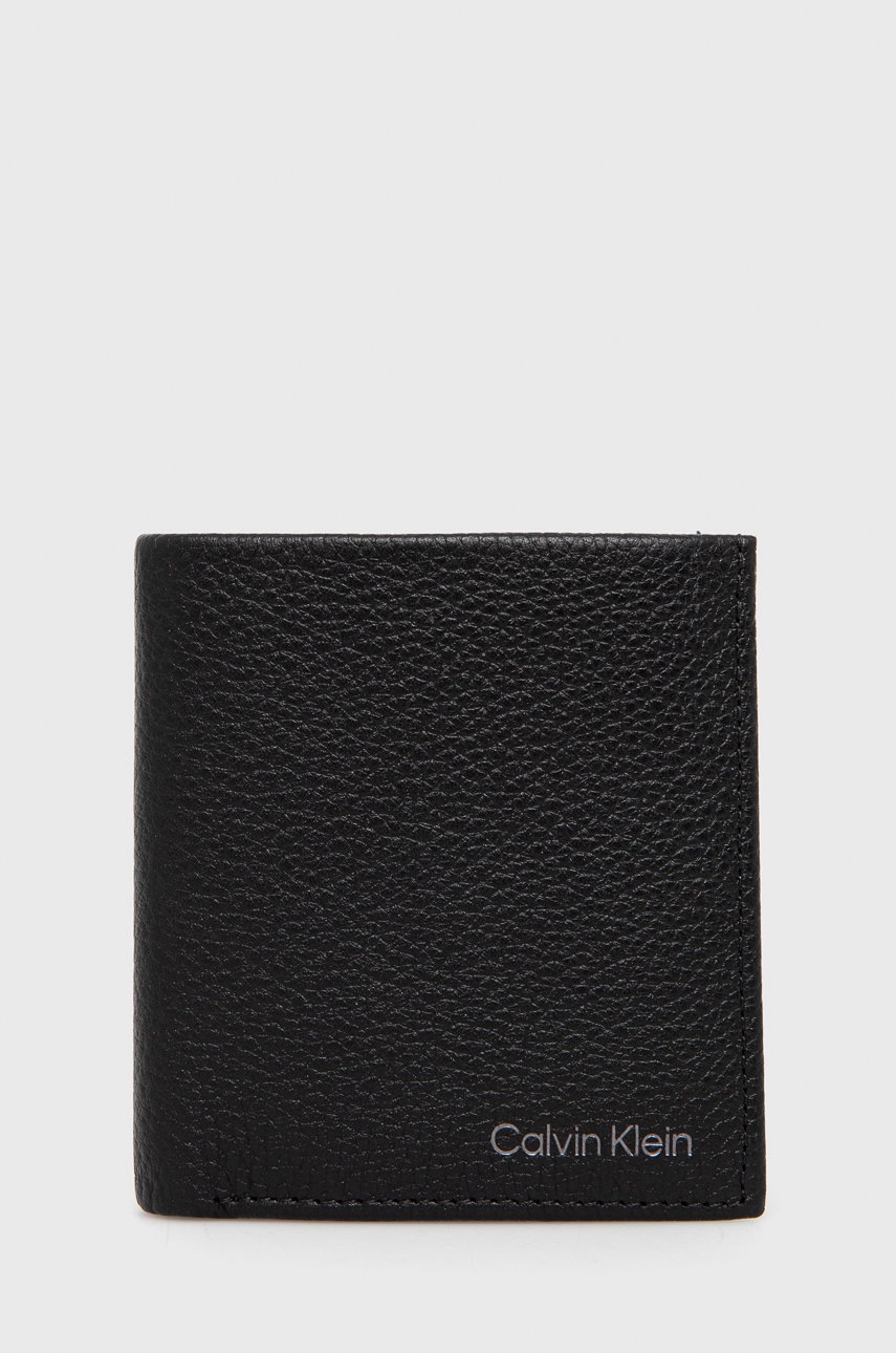 

Кожен портфейл Calvin Klein мъжки в черно, Черен