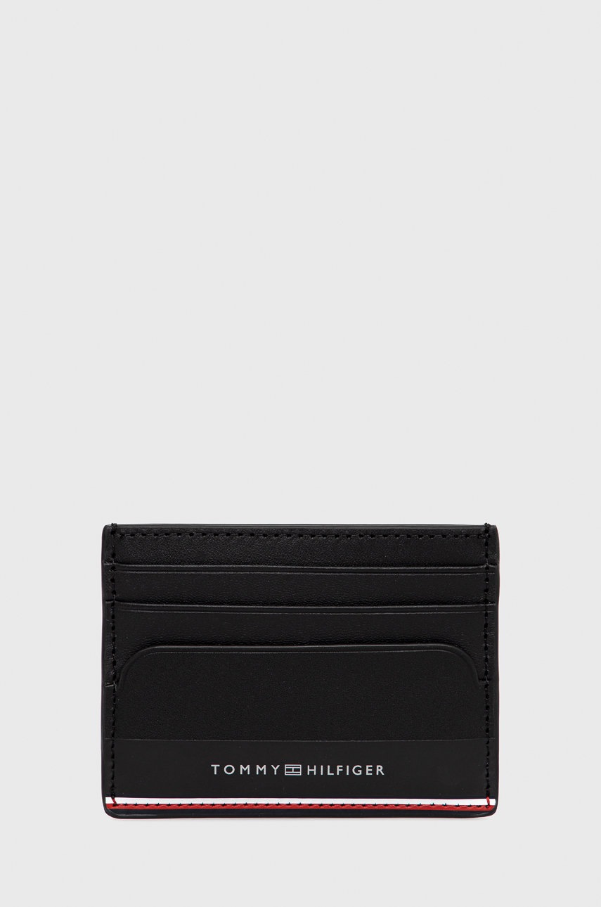 

Кожен калъф за карти Tommy Hilfiger мъжки в черно, Черен